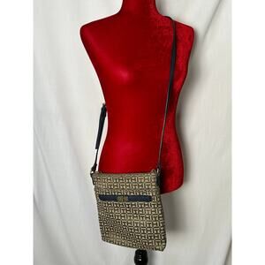 Tommy Hilfiger crossbody canvas, leather and bling logo shoulder bag purse